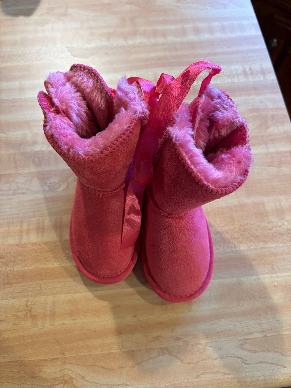 Kids Pink Fuzzy Winter Boots